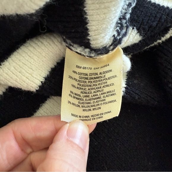 Anthropologie Angel of North Cream Navy Striped Tunic Wool Blend Cardigan Small - Picture 11 of 11